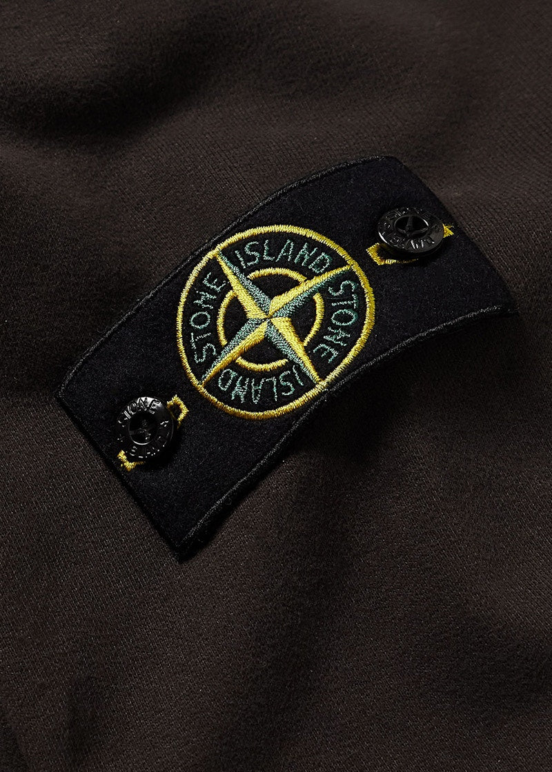 Stone Island 63020 Brushed Cotton Fleece Crewneck Dark Brown