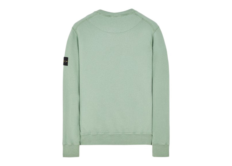 Stone Island 63020 Brushed Cotton Fleece Crewneck Sweater Sage Green