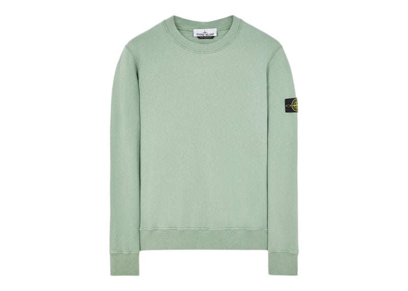 Stone Island 63020 Brushed Cotton Fleece Crewneck Sweater Sage Green