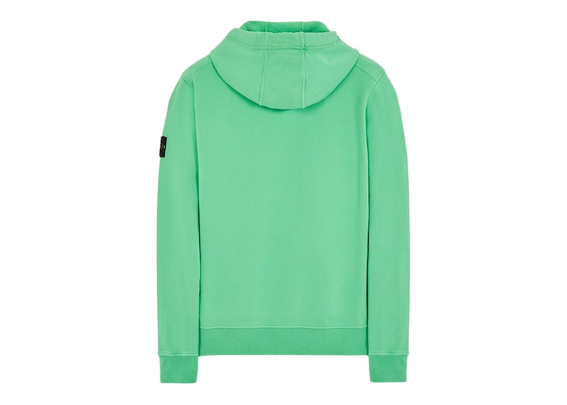Stone Island 64120 Brushed Cotton Fleece Hooded Sweater Light Green