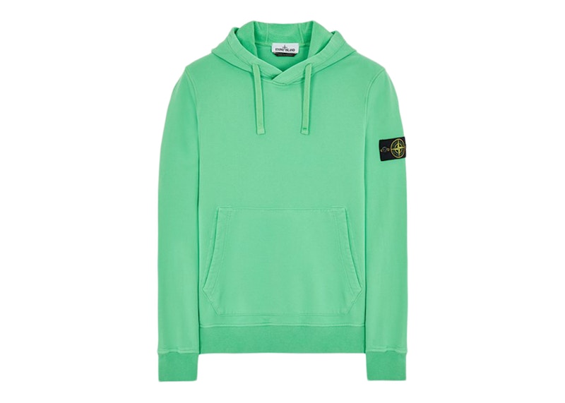 Stone Island 64120 Brushed Cotton Fleece Hooded Sweater Light Green