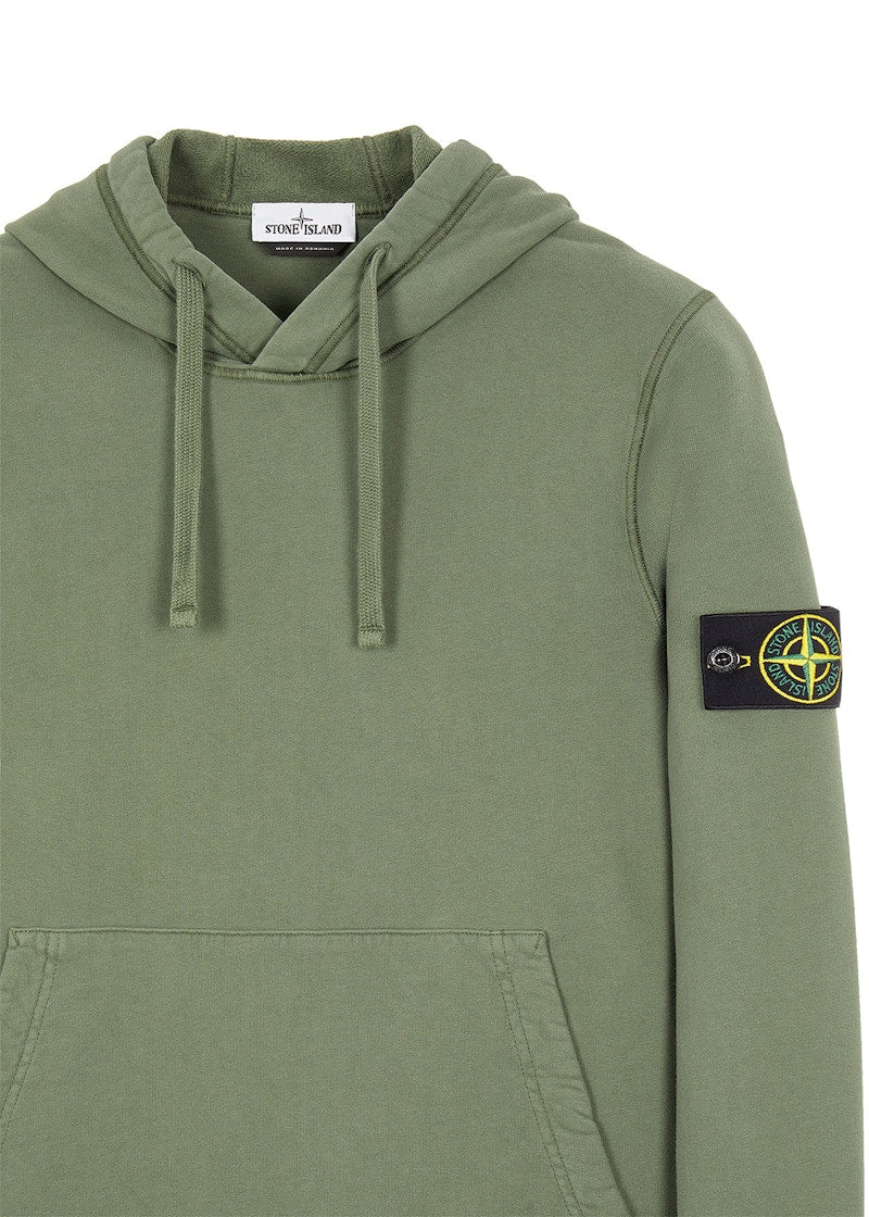 Stone Island 64120 Brushed Cotton Fleece Hoodie Sage