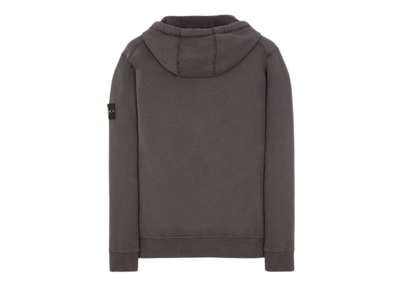 Stone Island 64220 Brushed Cotton Fleece Zip Up Hooded Sweatshirt Steel Grey