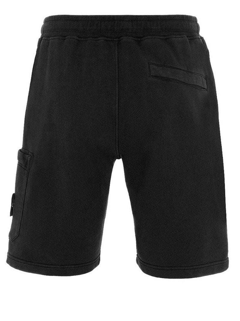 Stone Island 64651 Cotton Fleece Garment Dyed Shorts Black