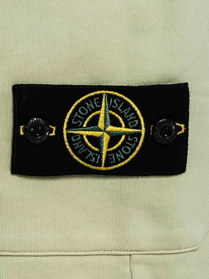 Stone Island 64651 Cotton Fleece Garment Dyed Shorts Light Green