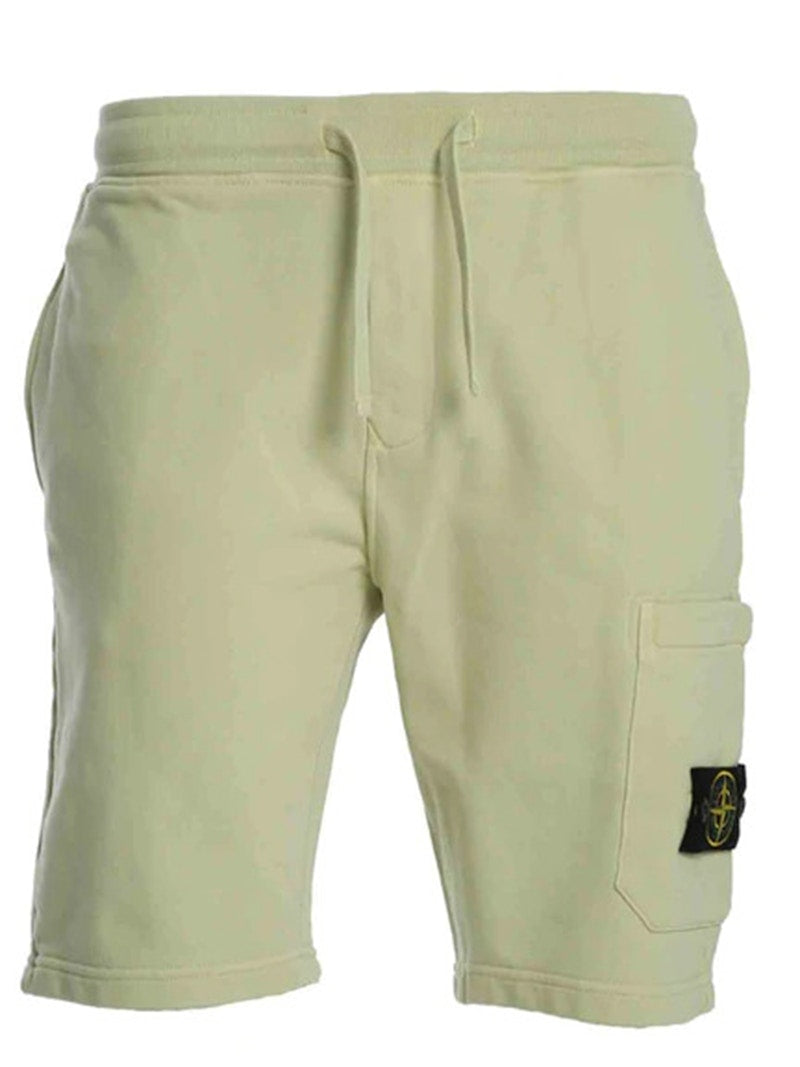 Stone Island 64651 Cotton Fleece Garment Dyed Shorts Light Green