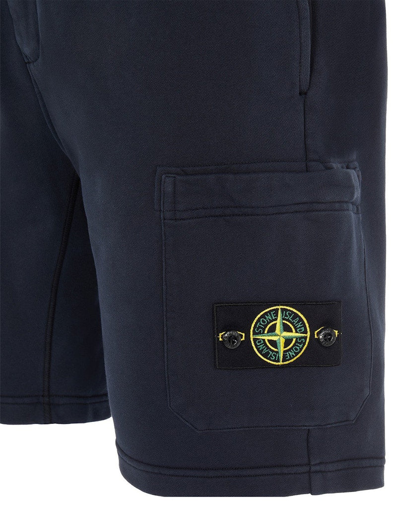 Stone Island 64651 Cotton Fleece Garment Dyed Shorts Navy