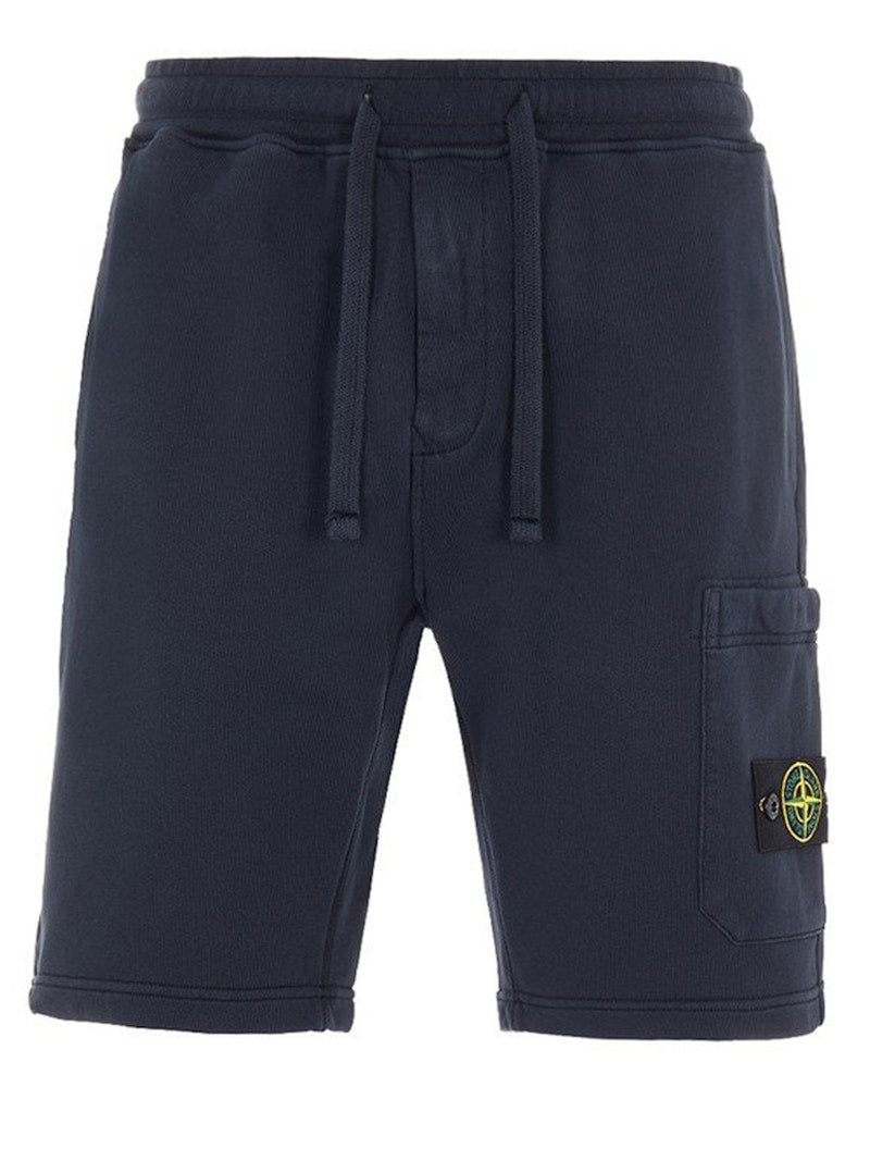 Stone Island 64651 Cotton Fleece Garment Dyed Shorts Navy