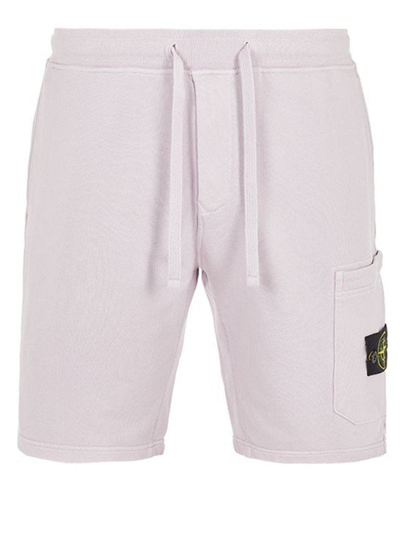 Stone Island 64651 Cotton Fleece Garment Dyed Shorts White