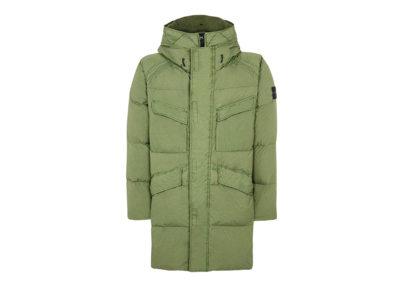 Stone Island 70123 Garment Dyed Crinkle Reps NY Down-TC Coat Olive Green