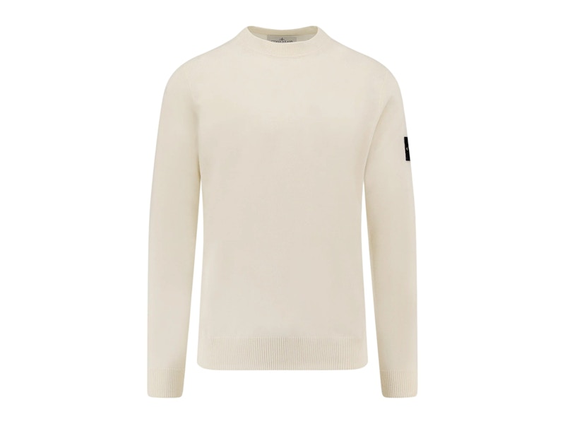 Stone Island Certified Virgin Wool Knit Sweater Beige