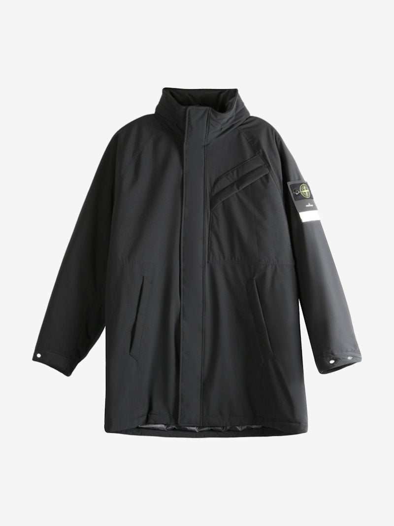 Stone Island Classic High Neck Long Coat Black