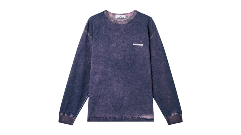 Stone Island Compact Organic Cotton Jersey Velo Effect 6100024 Sweatshirt Ink Blue