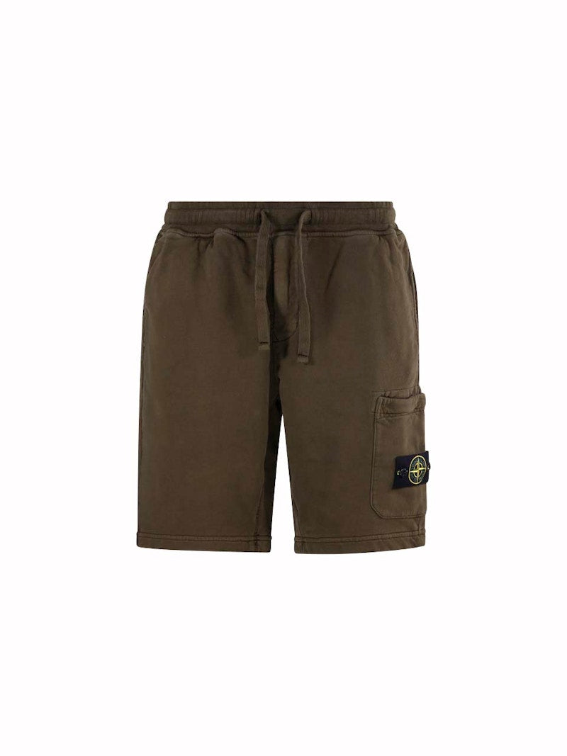 Stone Island Fleece Logo Shorts Green