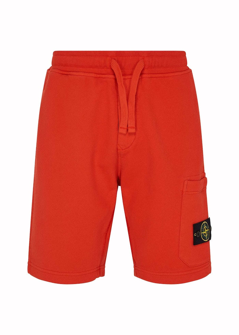 Stone Island Fleece Logo Shorts Orange Red