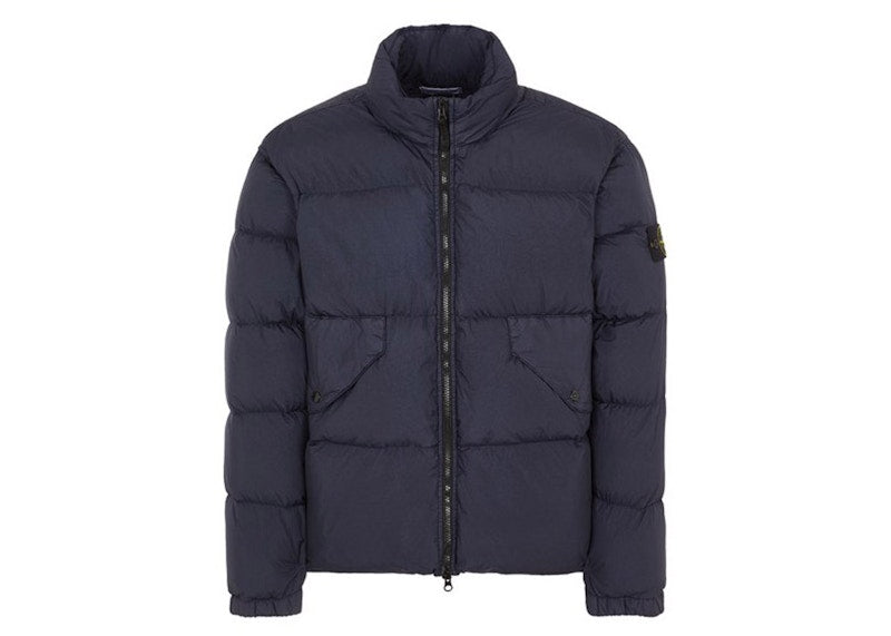 Stone Island Garment Dyed 40623 Crinkle Reps Recycled Nylon Jacket Blue