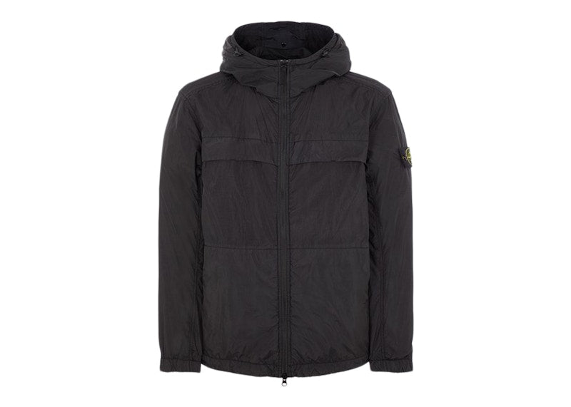 Stone Island Garment Dyed Crinkle Hooded Jacket Black