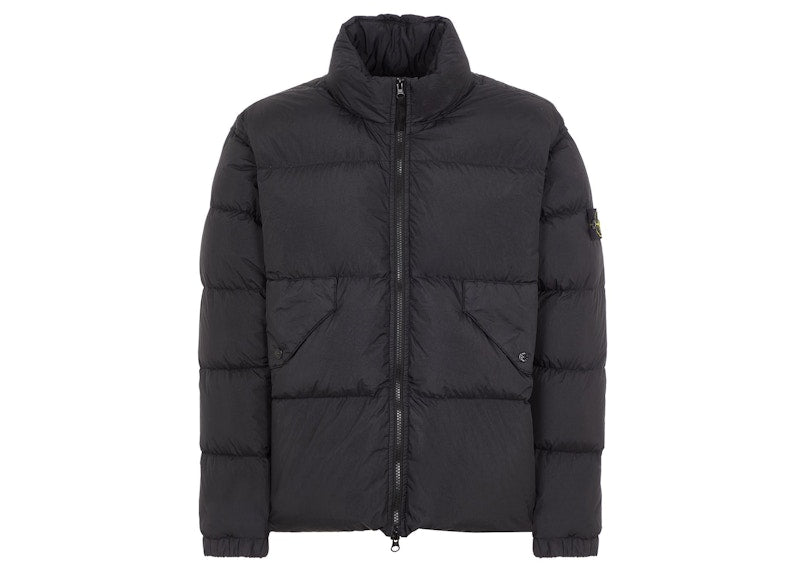 Stone Island Garment Dyed 40623 Crinkle Reps Recycled Nylon Jacket Black