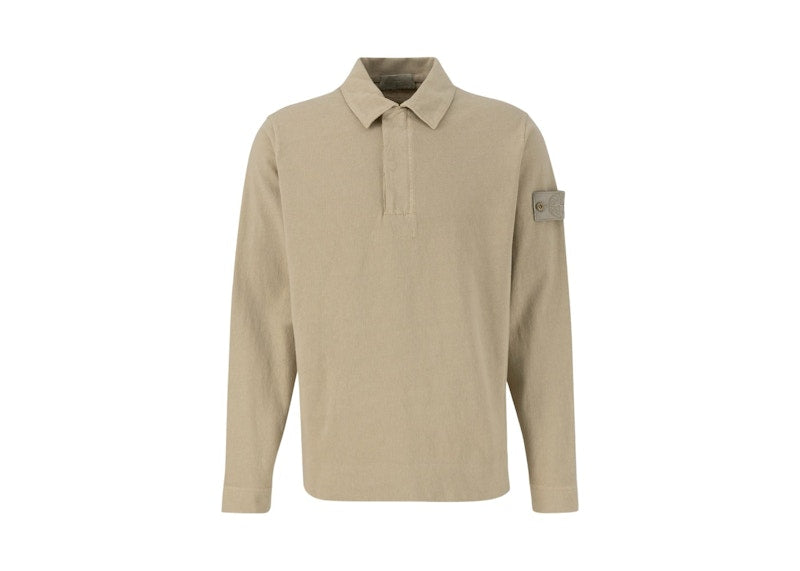 Stone Island Ghost Patch Long Sleeve Polo Beige