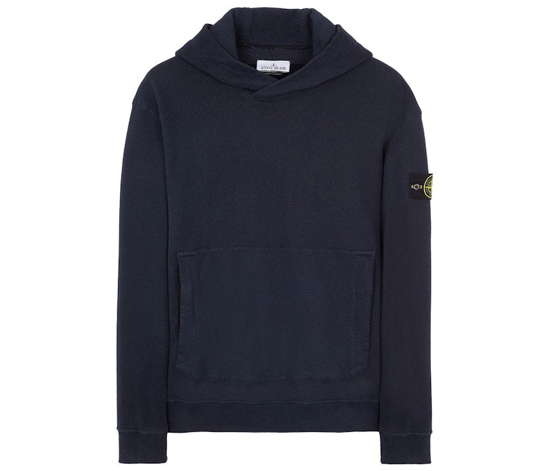 Stone Island Logo Appliqued Hoodie Blue