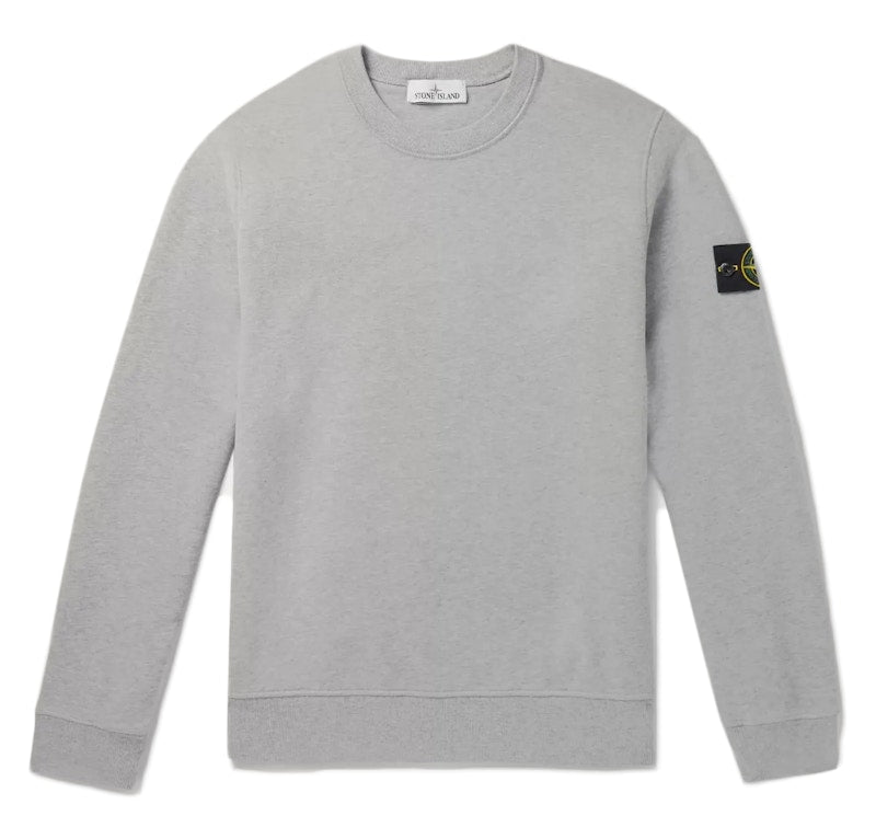 Stone Island Logo Appliquéd Mélange Cotton Jersey Sweatshirt Grey