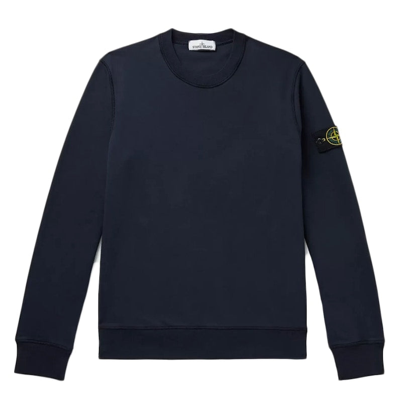 Stone Island Logo Appliquéd Mélange Cotton Jersey Sweatshirt Navy