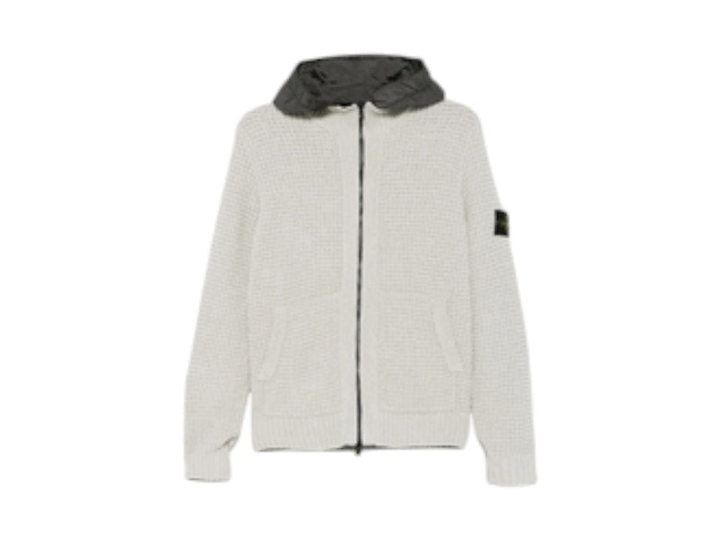 Stone Island Logo Cardigan Pearl Grey