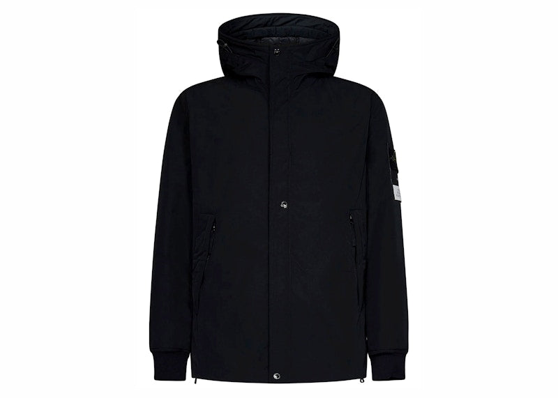 Stone Island Logo Patch Hooded Jacket Black