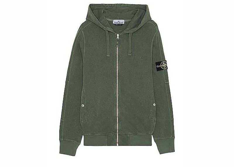 Stone Island Logo Patch Zip-Up Hoodie Musk