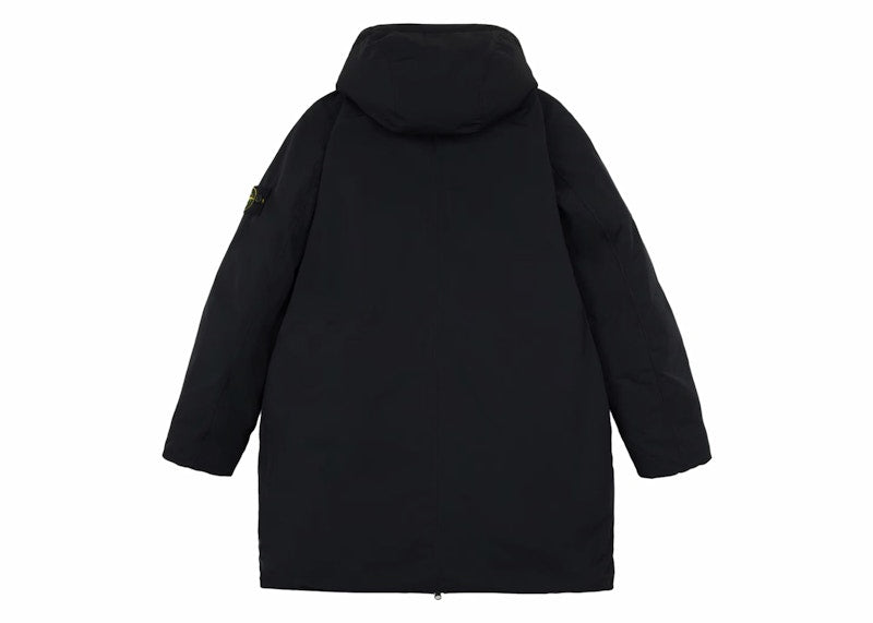 Stone Island Polyester Micro Twill Long Down Parka Jacket Black