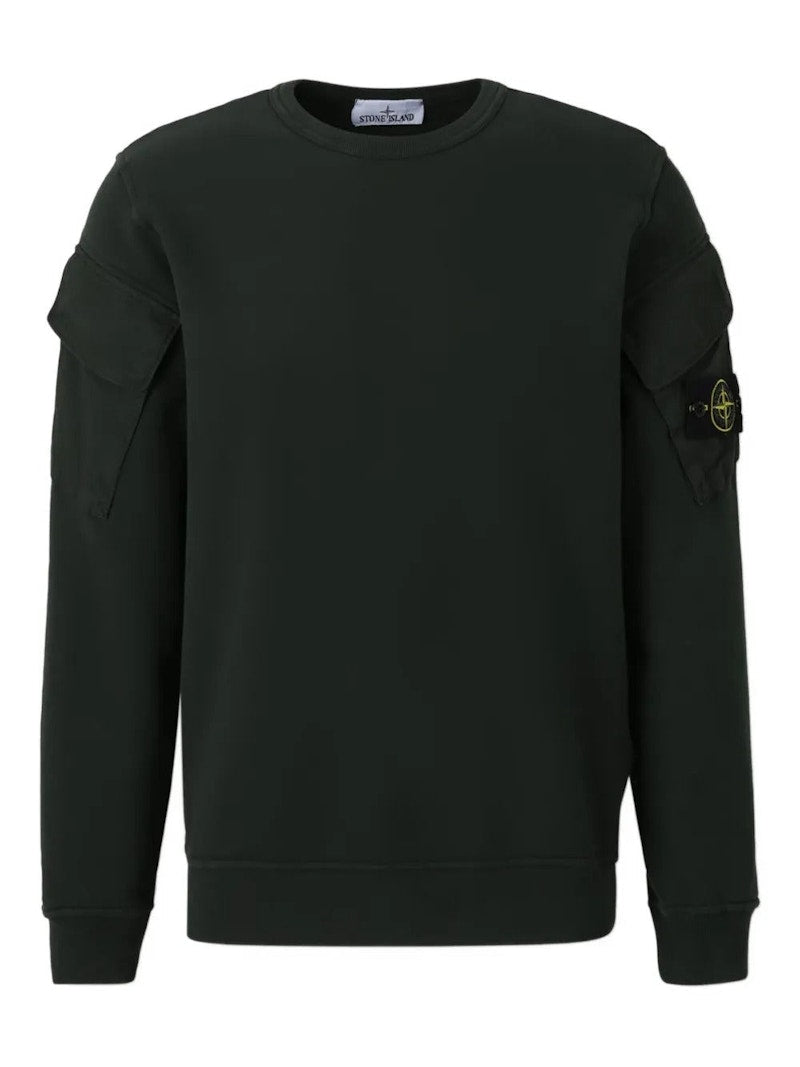 Stone Island Solid Color Arm Patch Sweatshirt Juniper