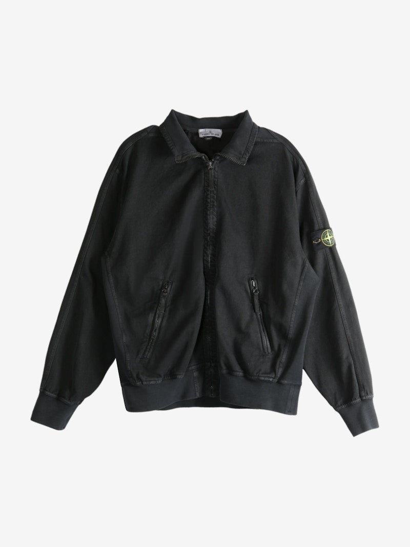 Stone Island Timeless High Collar Zip Up Cardigan Black