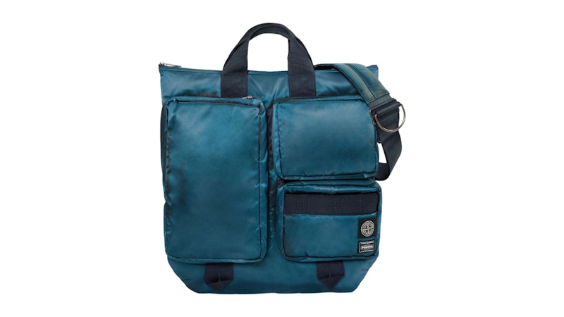 Stone Island x Porter Hand Corrosion on Nylon Twill Helmet Bag Blue