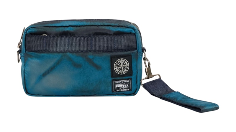 Stone Island x Porter Hand Corrosion on Nylon Twill Pouch Blue