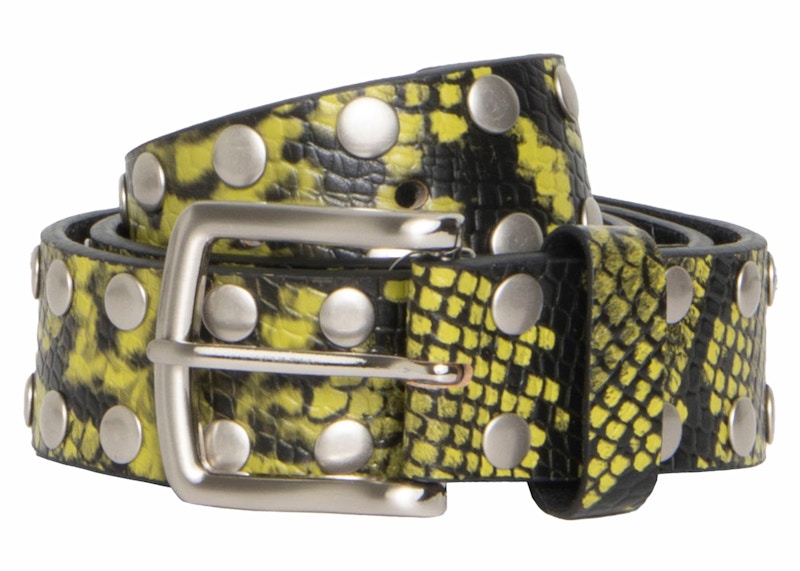 Stussy 8 Ball Studded Belt Green Snake Print Leather