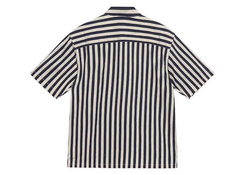 Stussy Boxy Flat Striped Hem Shirt Navy