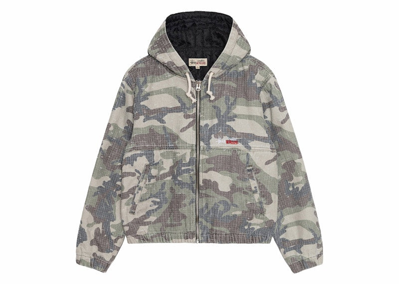 Stussy Camo Canvas Needlepunch Work Jacket Woodland Camo