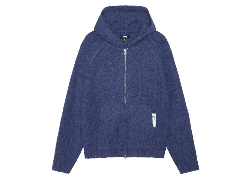 Stussy Chunky Knit Zip Hoodie Blue