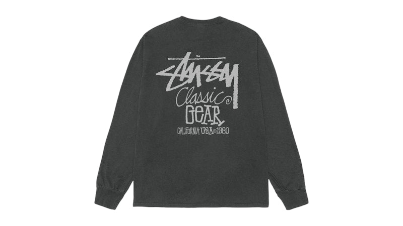 Stussy Classic Gear L/S Pigment Dyed Tee Black