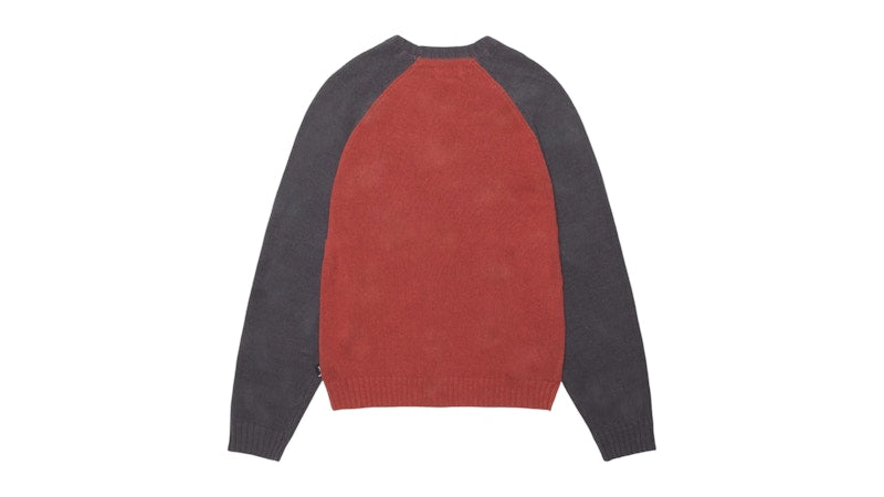 Stussy Colorblocked Raglan Knit Crew Brick