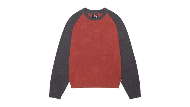 Stussy Colorblocked Raglan Knit Crew Brick