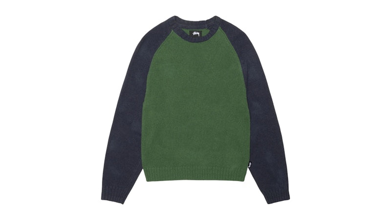Stussy Colorblocked Raglan Knit Crew Green