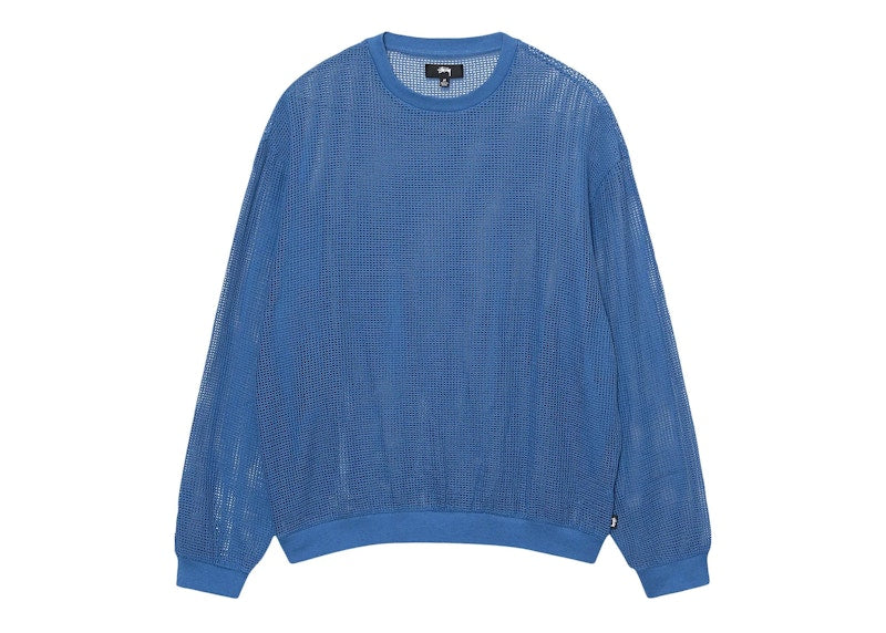 Stussy Cotton Mesh Long-Sleeve Crew Top Ocean Blue