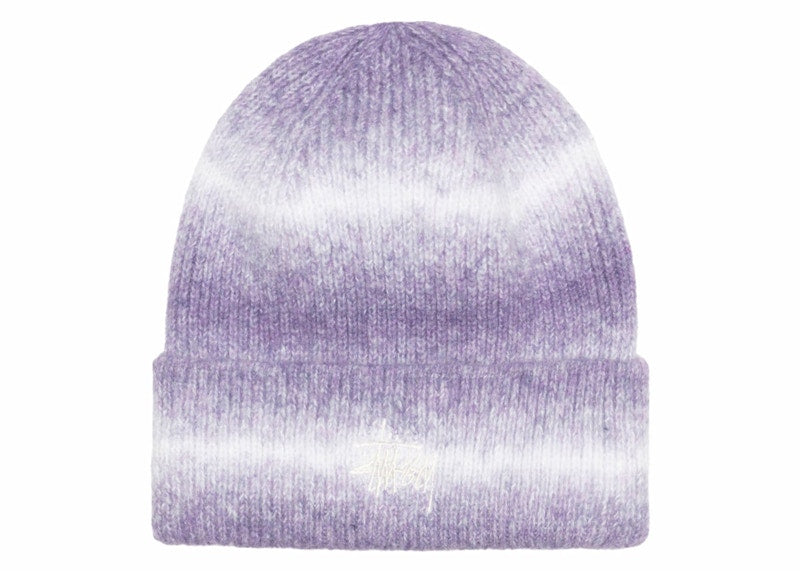 Stussy Cuff Stripe Knit Beanie Purple