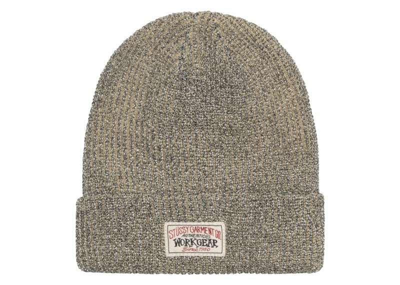 Stussy Cuff Yarn Reflective Beanie Khaki