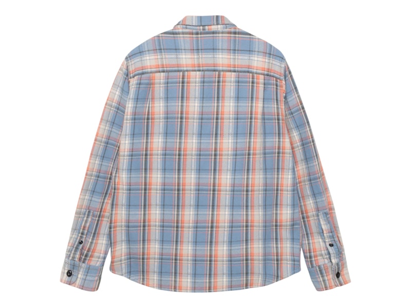 Stussy Dan Washed Cotton Plaid Shirt Blue