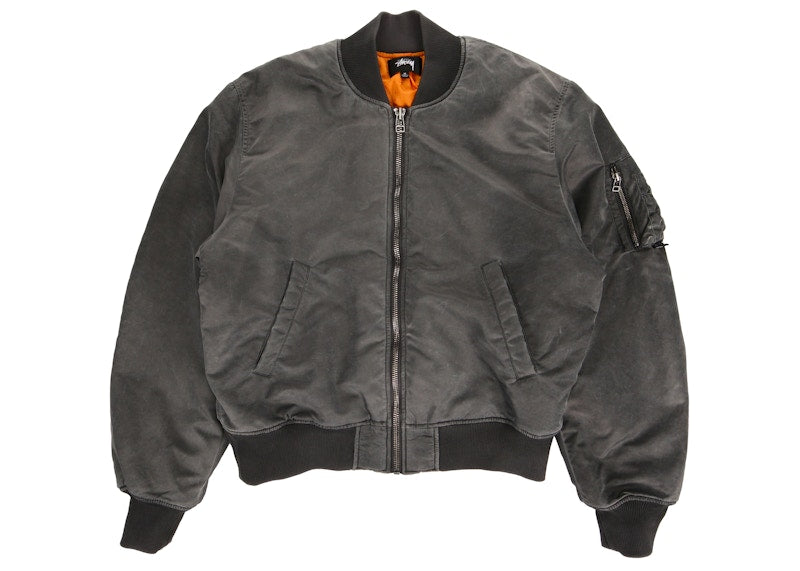 Stussy Dyed Nylon Bomber Jacket Charcoal