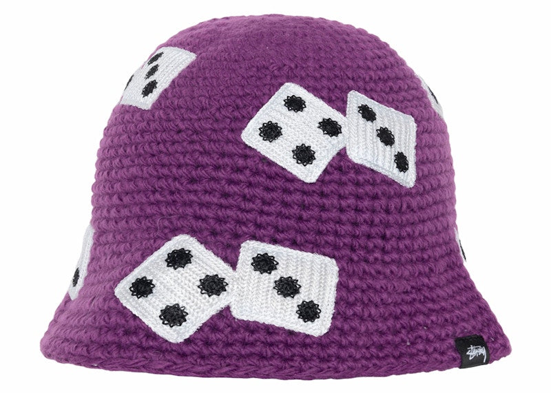 Stussy Dice Knit Bucket Hat Purple