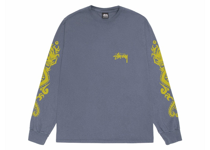 Stussy Dragons Pigment Dyed L/S Tee Indigo