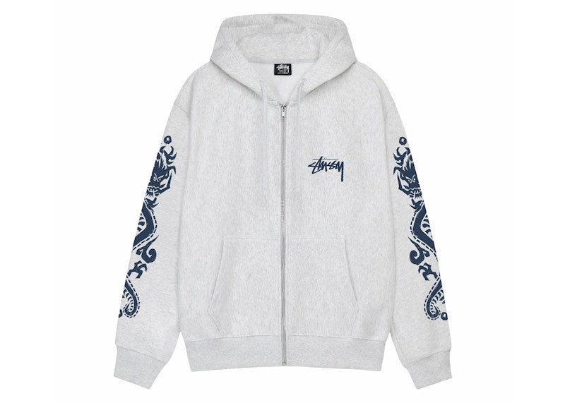 Stussy Dragons Zip Hoodie Ash Heather